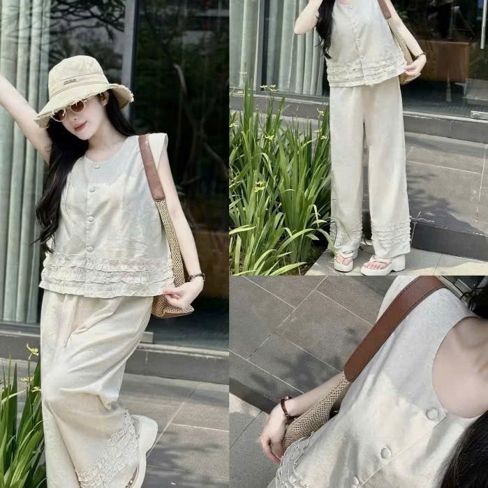 S18217-SET chất đũi mềm lien ít nhăn dày đẹp mà mát thật sự