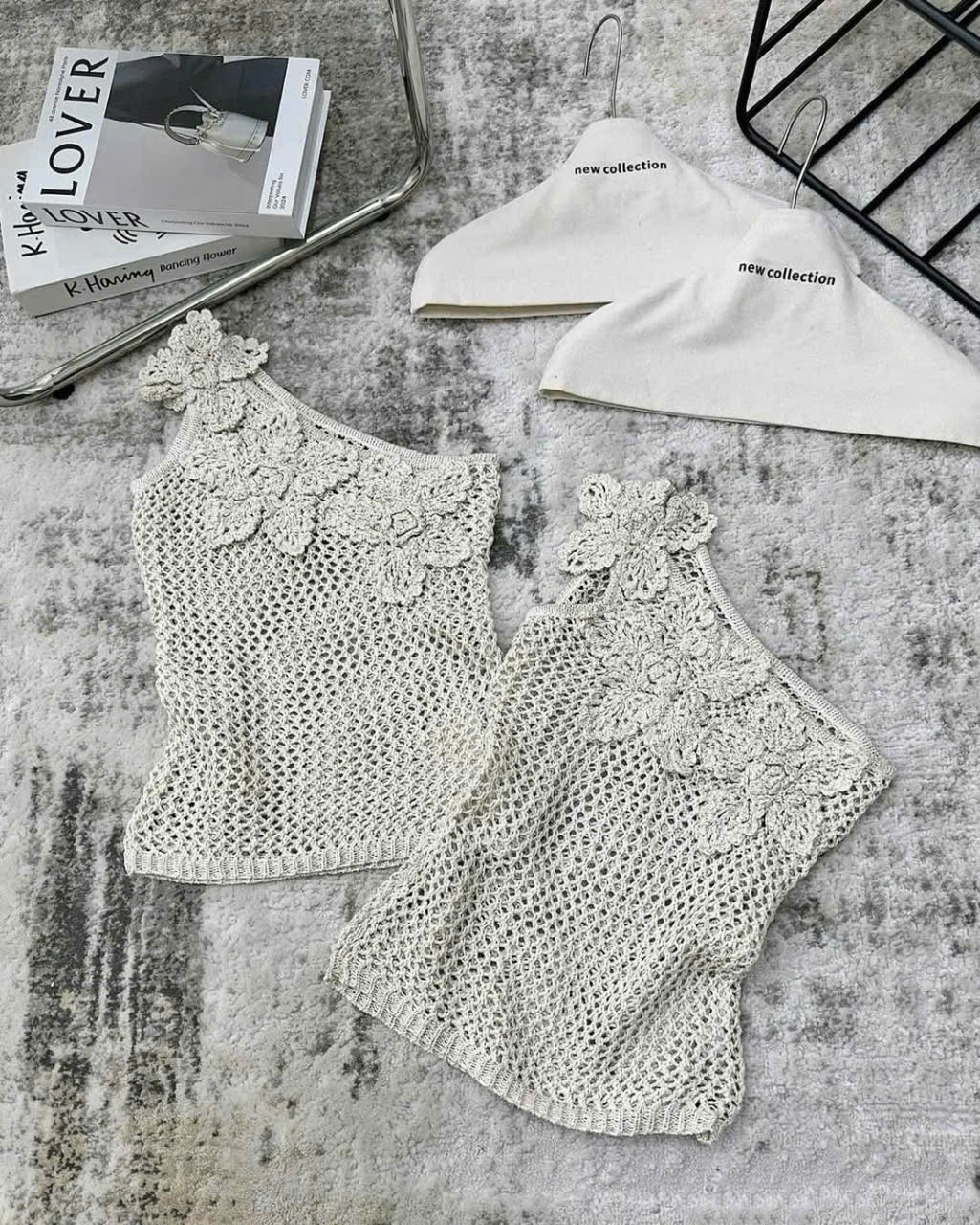 A18293 áo len dệt hoa lệch vai