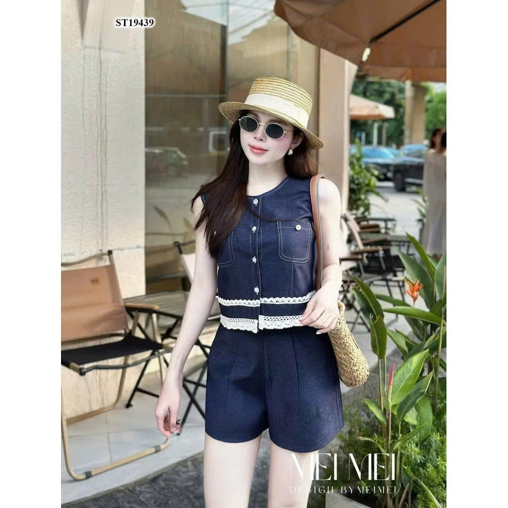 S18321 SET JEAN VIỀN REN SIÊU HOT