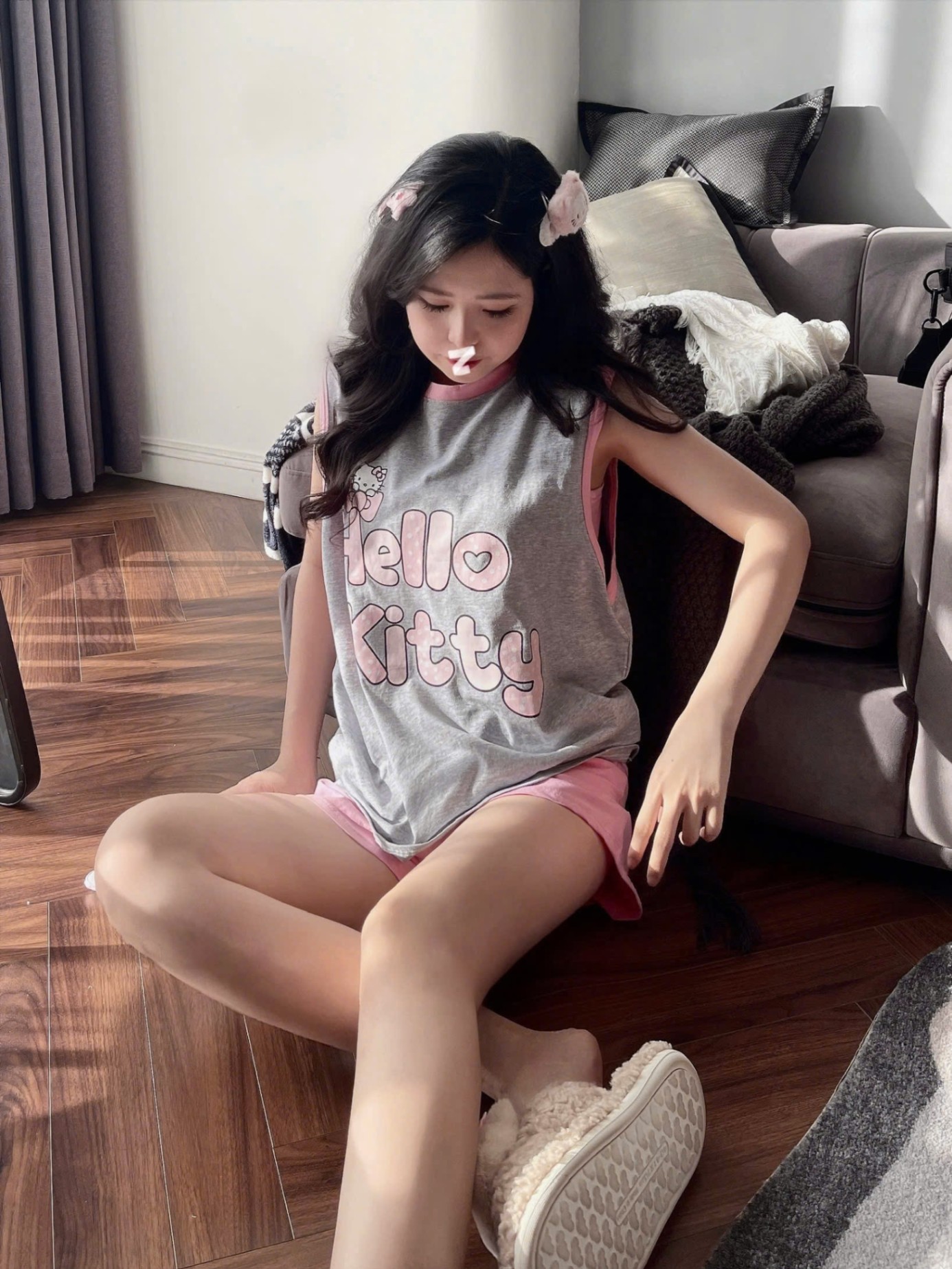S18348 SET SN HELLO KITTY XÁM HỒNG