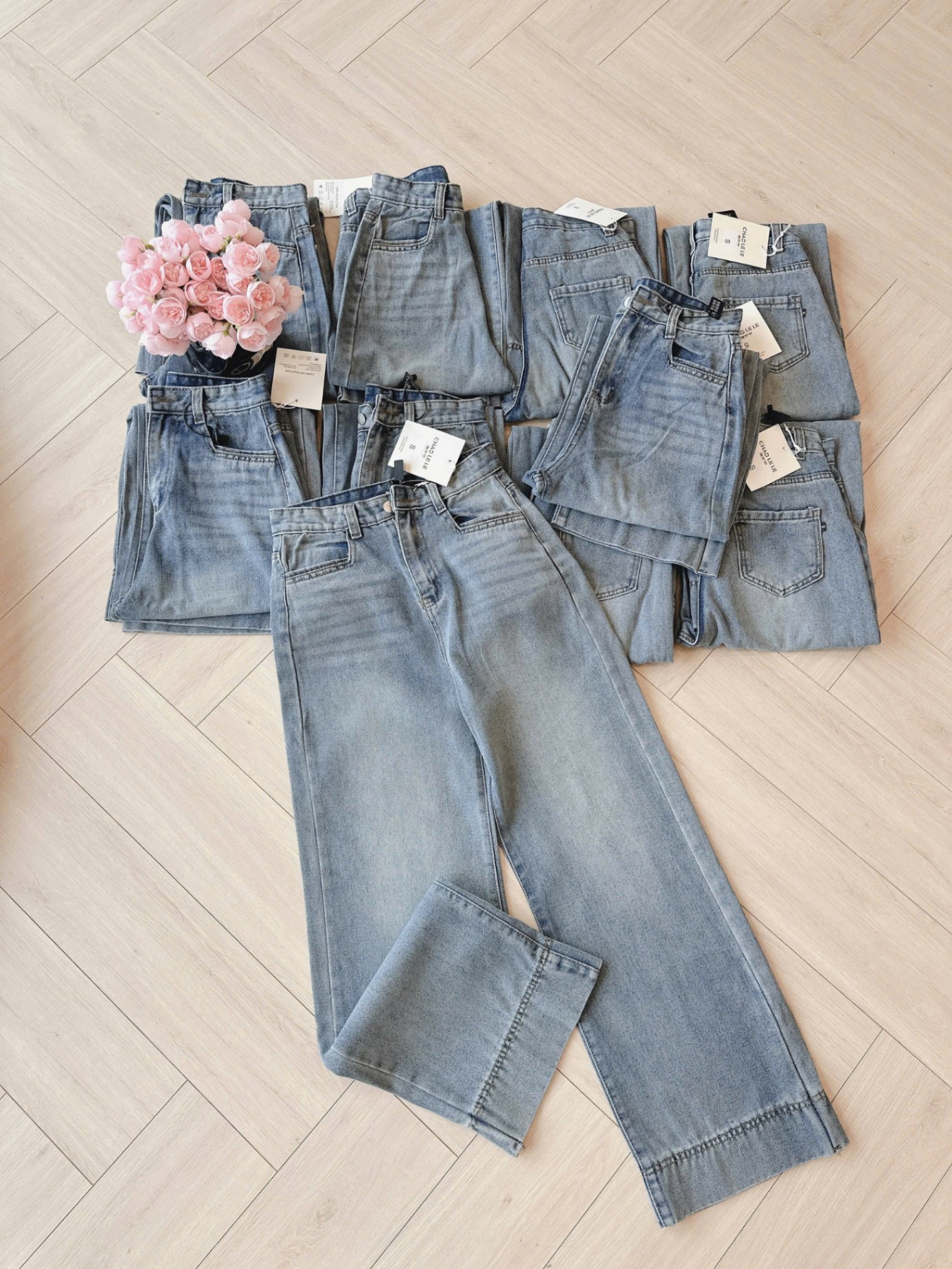 Q18339 QUẦN JEANS SUÔNG GẤU TO TÚI VẠT