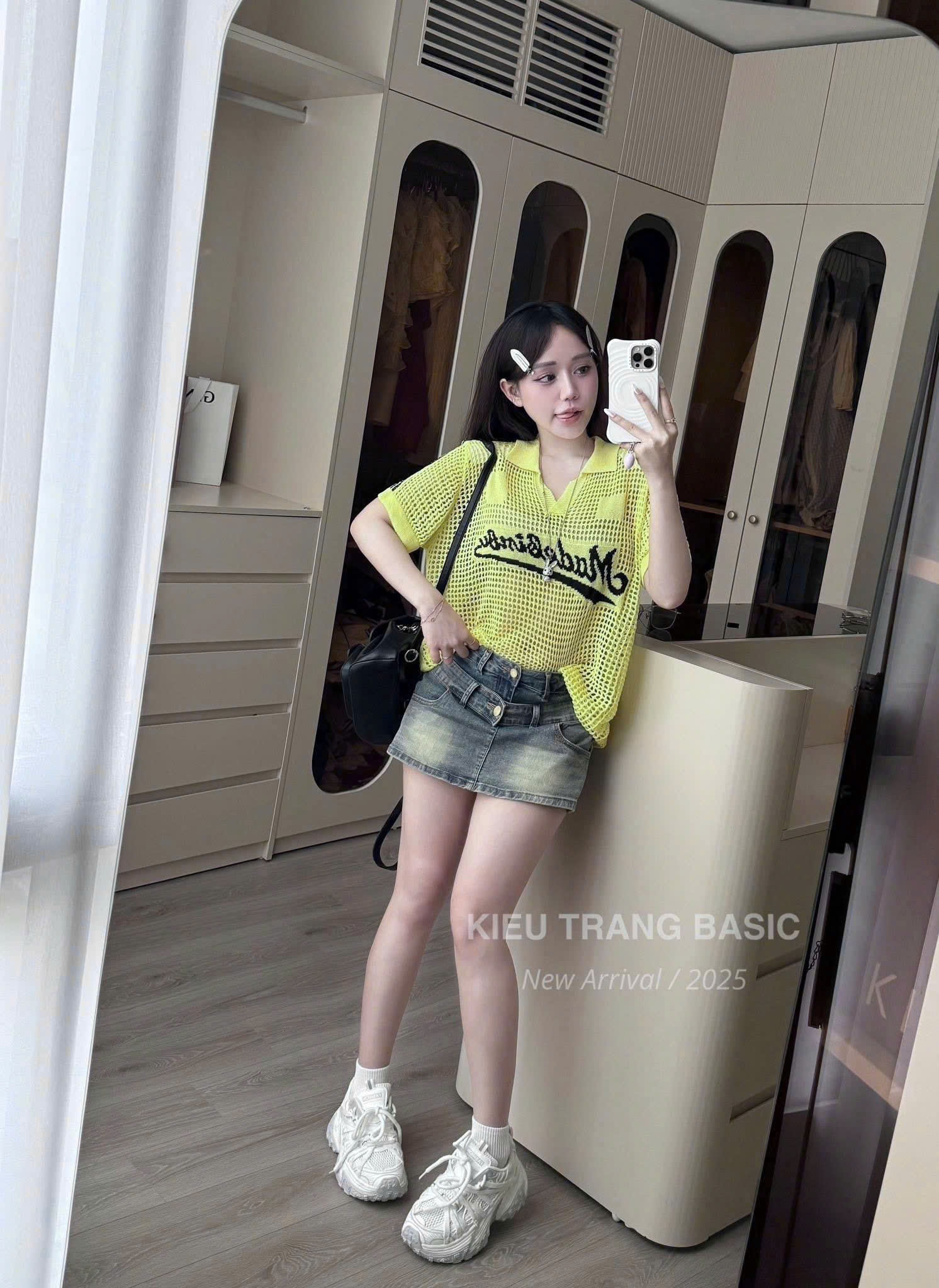A18360 ÁO LƯỚI XANH CHUỐI HOT HIT