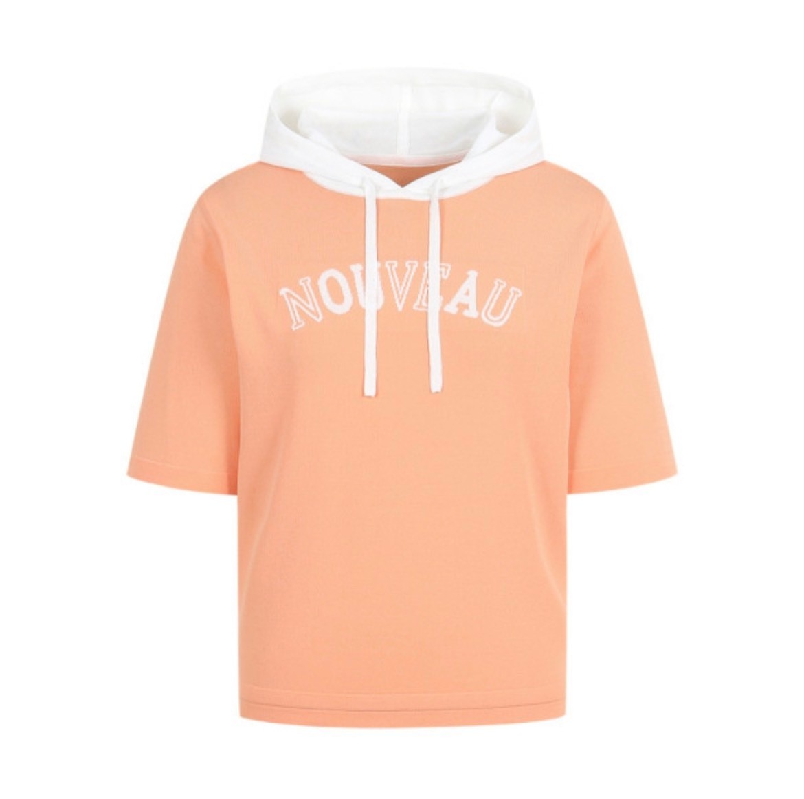 Áo mongtoghi hoodie ngắn tay, mũ trắng phối thân cam