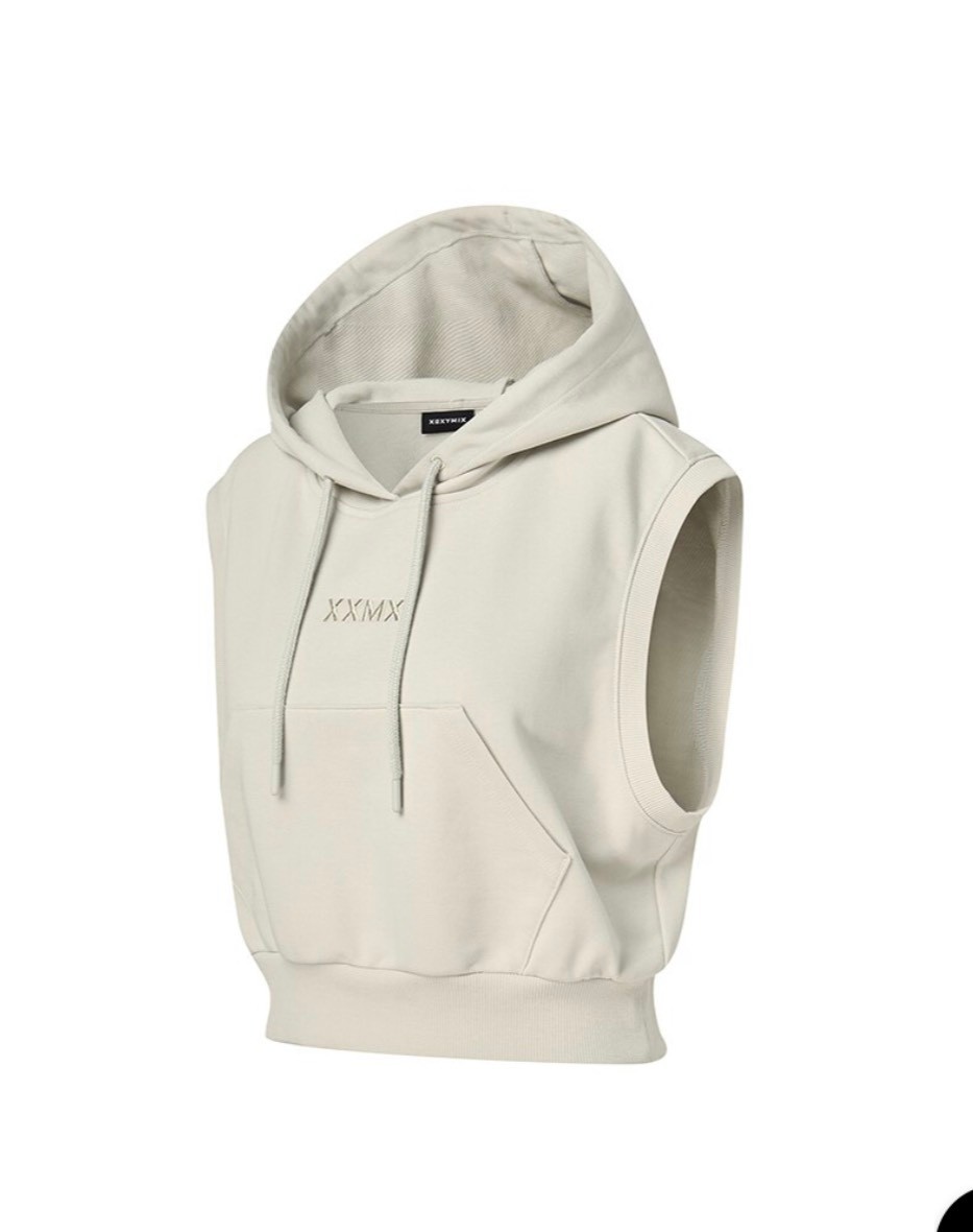 Áo gile hoodie croptop có túi,bo gấu, bo tay, thêu chữ nhỏ, 6 màu