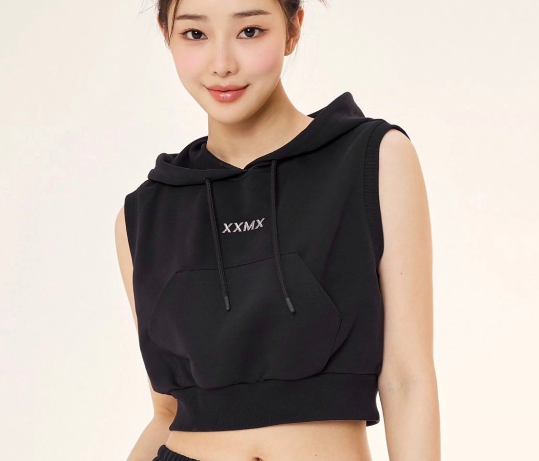 Áo gile hoodie croptop có túi,bo gấu, bo tay, thêu chữ nhỏ, 6 màu