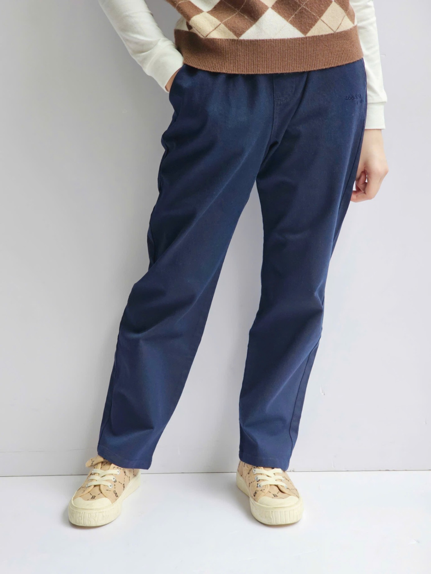 Quần baggy cho bé trai, bé gái, cạp chun ,2 túi hông chéo, 1 màu navy