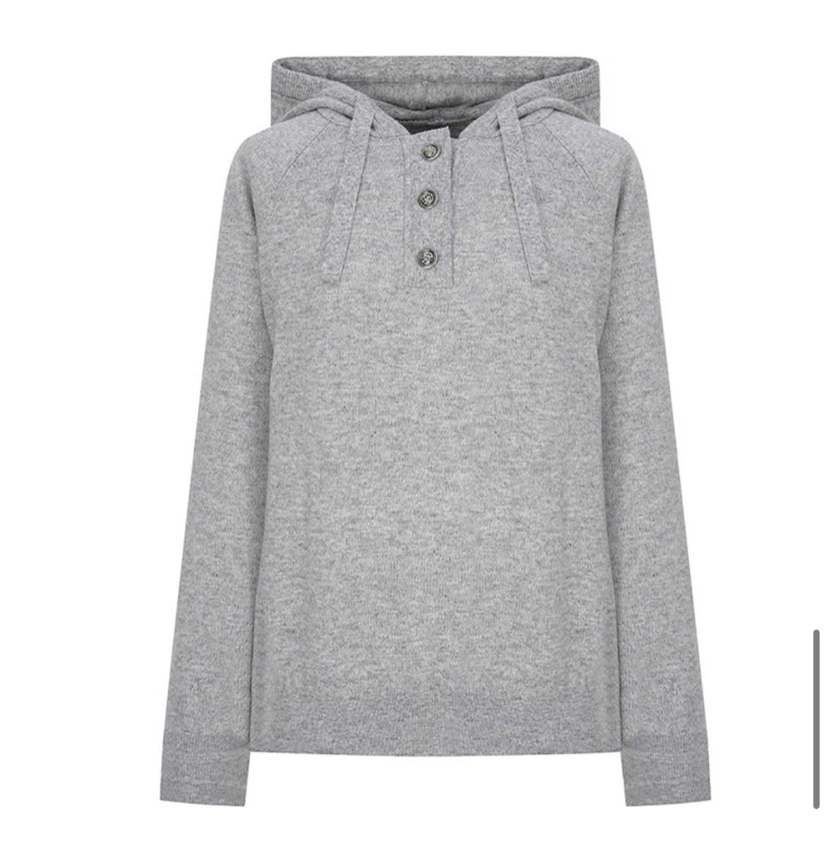 Áo len hoodie dài tay, 3 cúc ngực, bo gấu, 5 màu