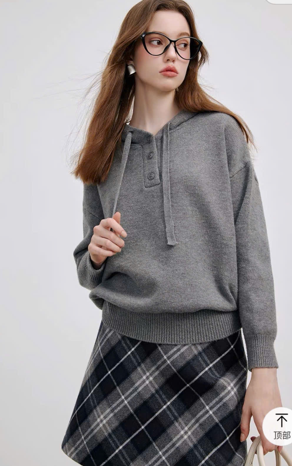 Áo len hoodie dài tay, 3 cúc ngực, bo gấu, 5 màu