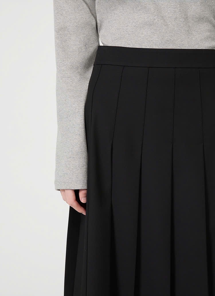 Chân váy midi xếp ly dài,khóa cạnh, 2 màu