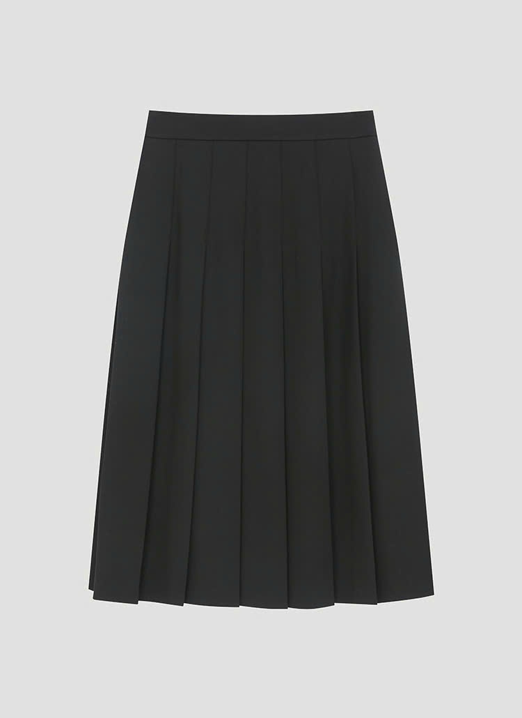 Chân váy midi xếp ly dài,khóa cạnh, 2 màu