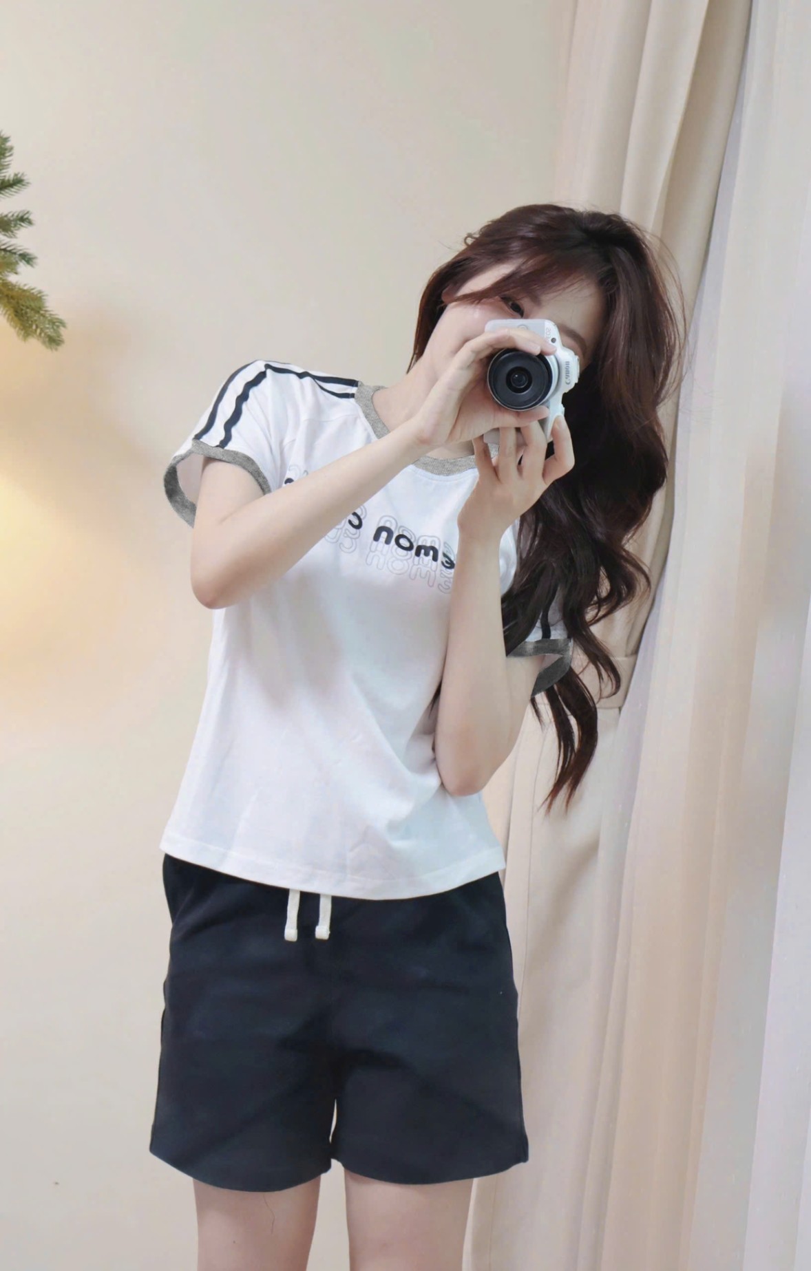 Bộ mặc nhà cotton người lớn, áo cổ tròn, ngắn tay, quần short,2 màu