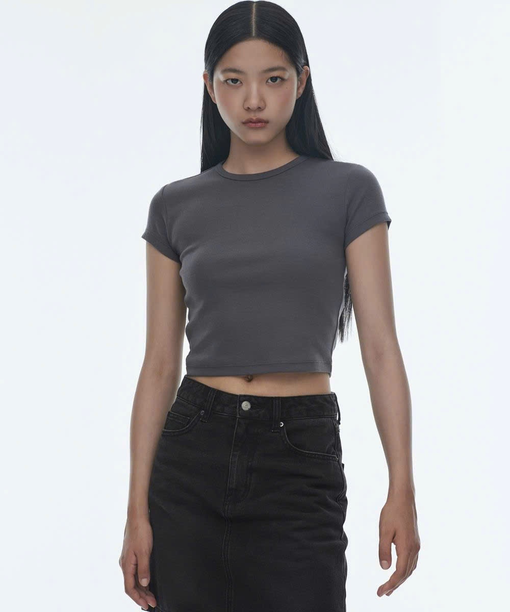 Áo phông croptop , cổ tròn, ngắn tay, nhiều màu