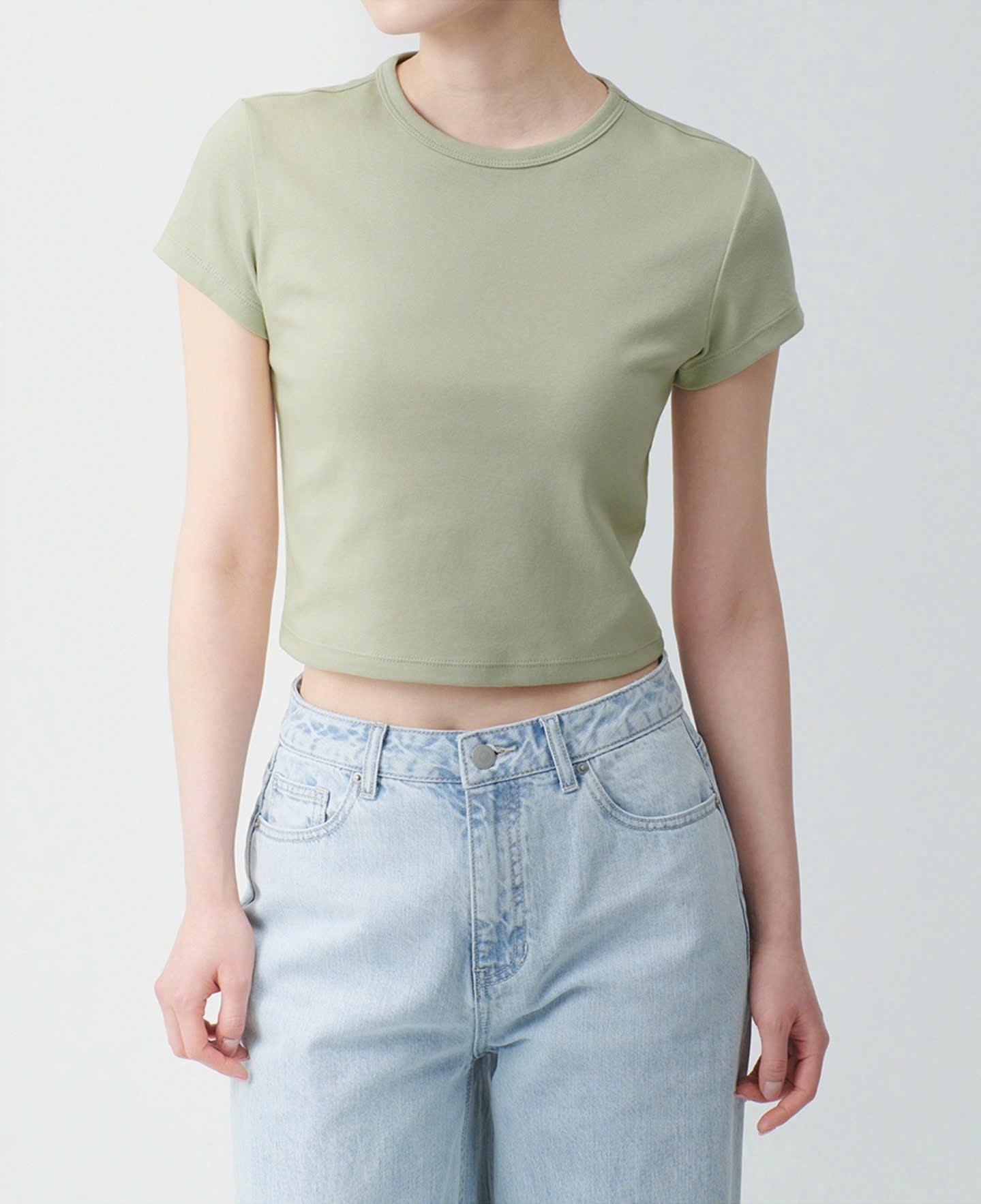 Áo phông croptop , cổ tròn, ngắn tay, nhiều màu