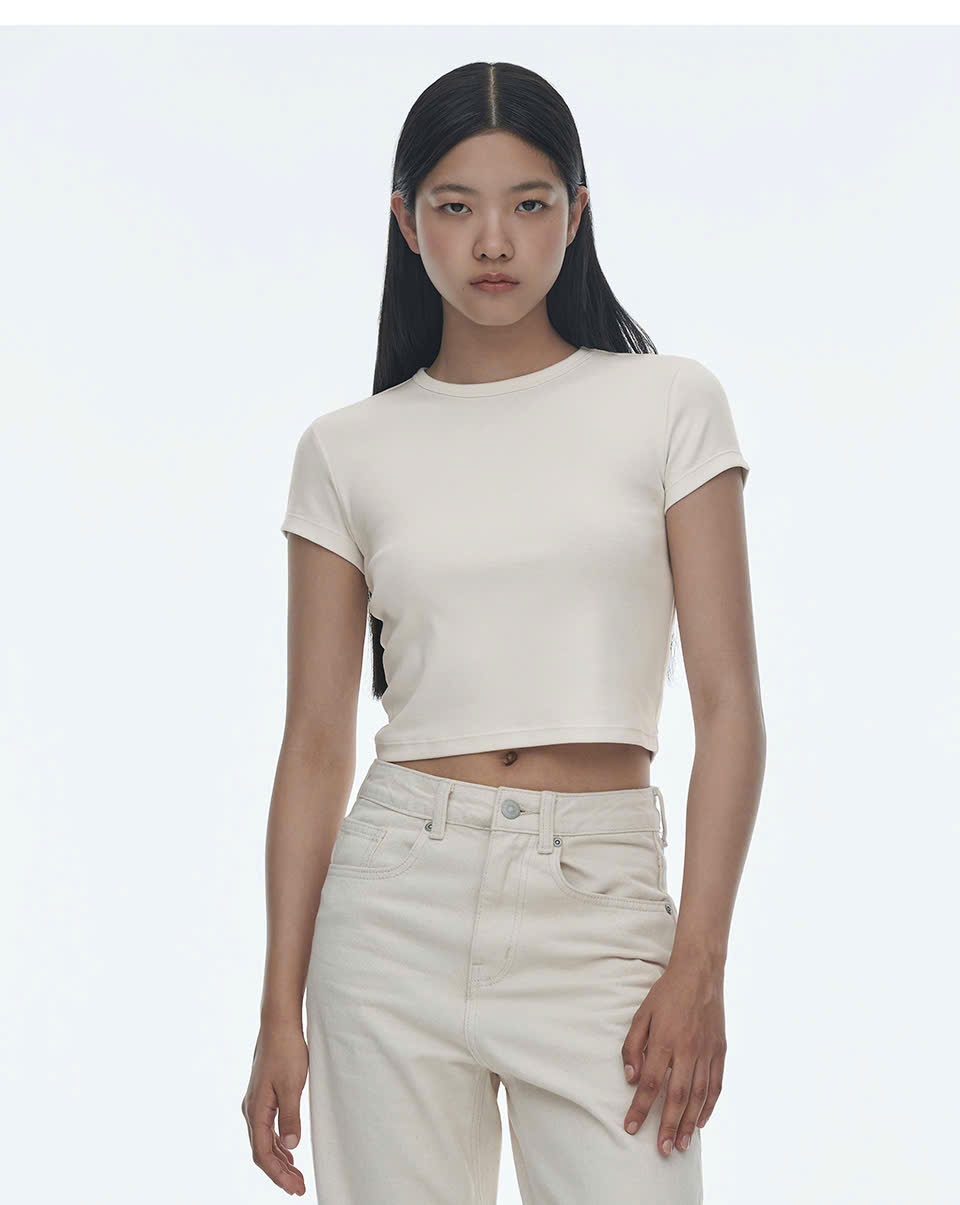 Áo phông croptop , cổ tròn, ngắn tay, nhiều màu