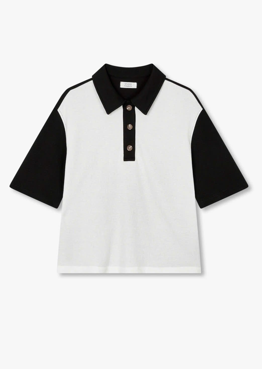 Áo phông cổ polo, cài cúc cổ, áo tay phối màu, 2 màu