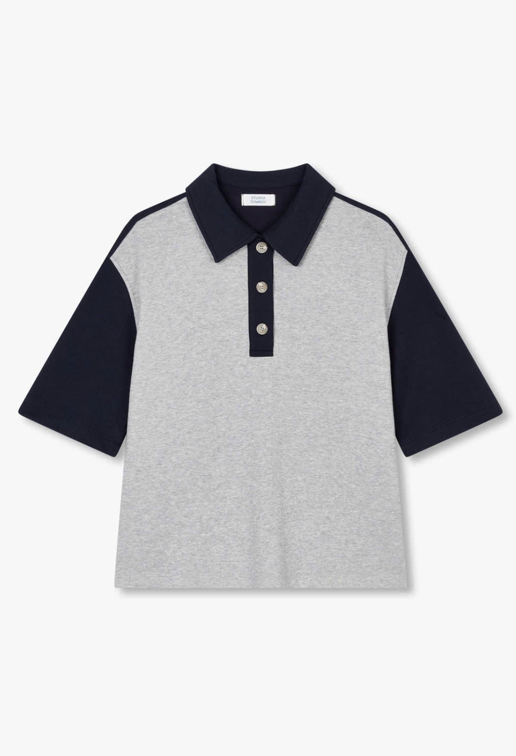 Áo phông cổ polo, cài cúc cổ, áo tay phối màu, 2 màu