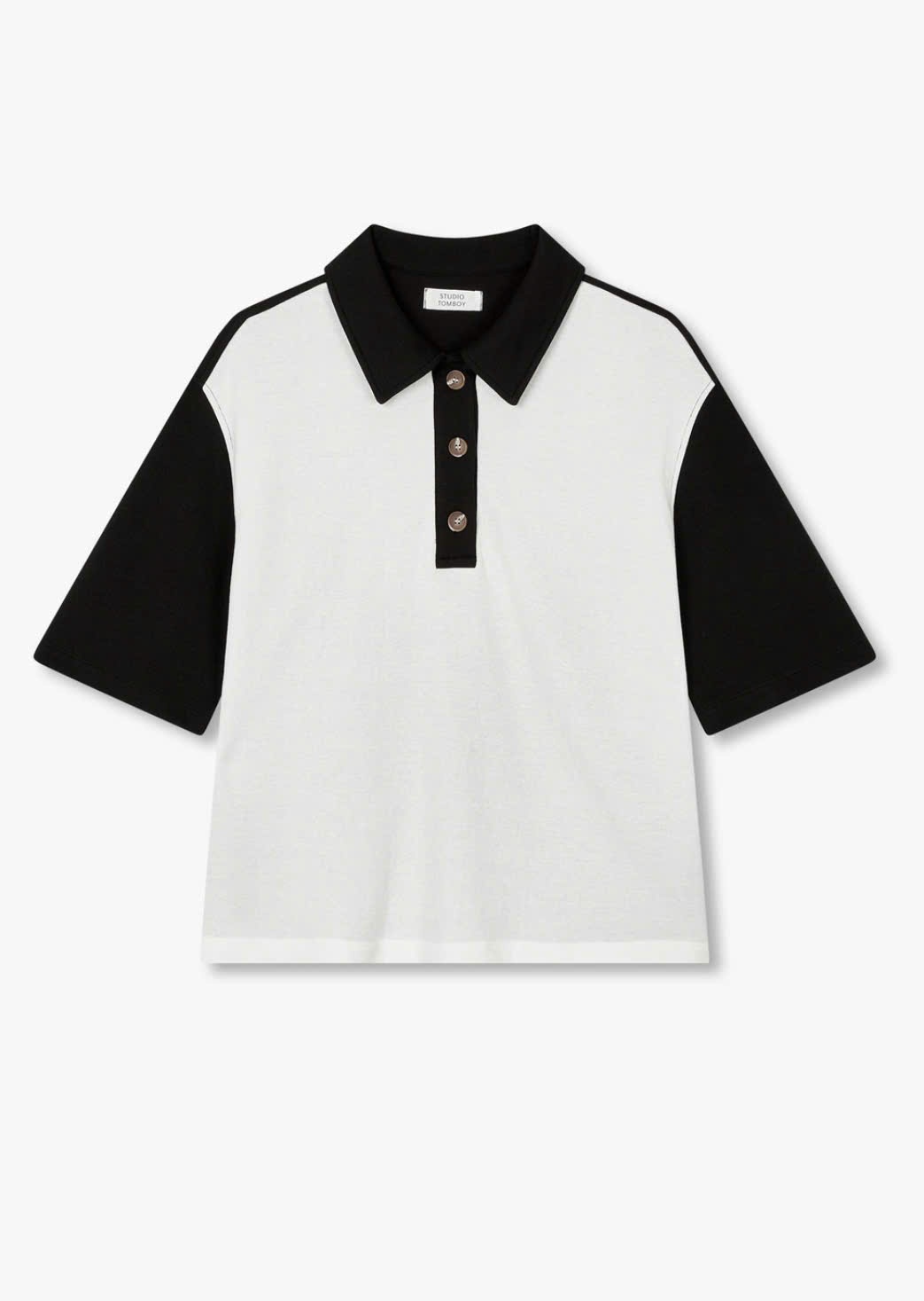 Áo phông cổ polo, cài cúc cổ, áo tay phối màu, 2 màu