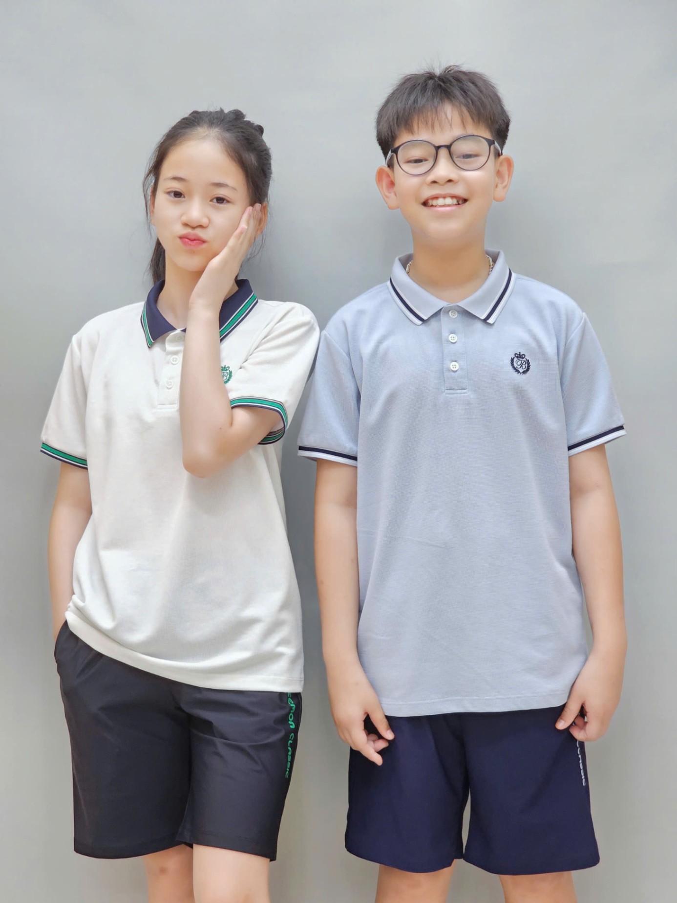 Bộ polo Beemon cho bé trai,bé gái, áo cổ polo phối viền cổ và tay áo, cài 2 cúc cổ, quần short co giãn,chữ Beemon Classic, 2 màu