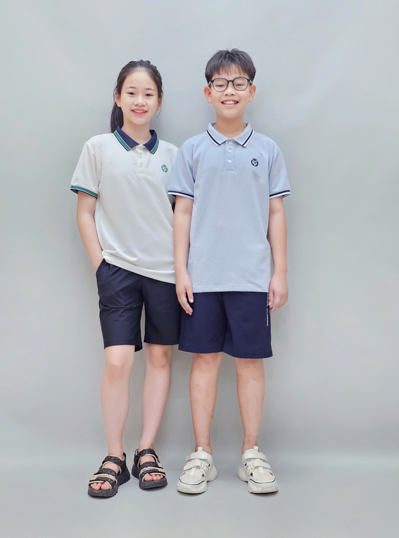 Bộ polo Beemon cho bé trai,bé gái, áo cổ polo phối viền cổ và tay áo, cài 2 cúc cổ, quần short co giãn,chữ Beemon Classic, 2 màu