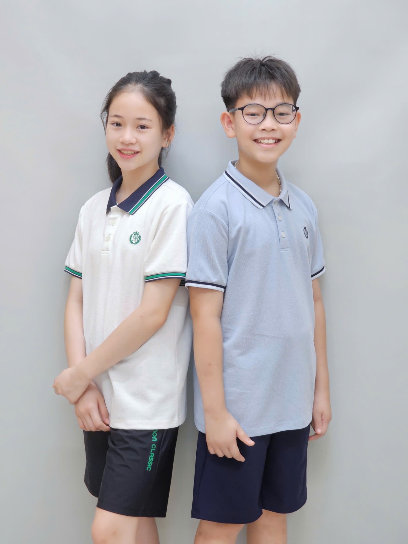 Bộ polo Beemon cho bé trai,bé gái, áo cổ polo phối viền cổ và tay áo, cài 2 cúc cổ, quần short co giãn,chữ Beemon Classic, 2 màu
