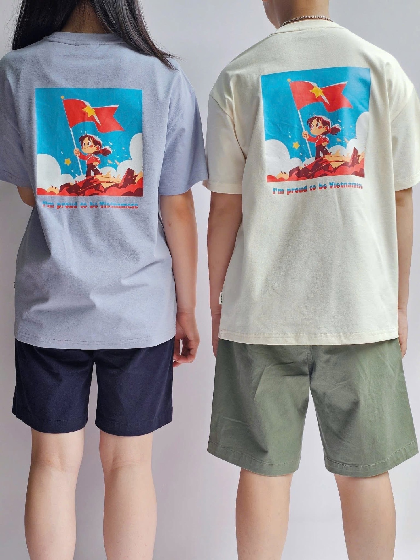 Áo phông Beemon yêu nước, in hình cờ sau lưng