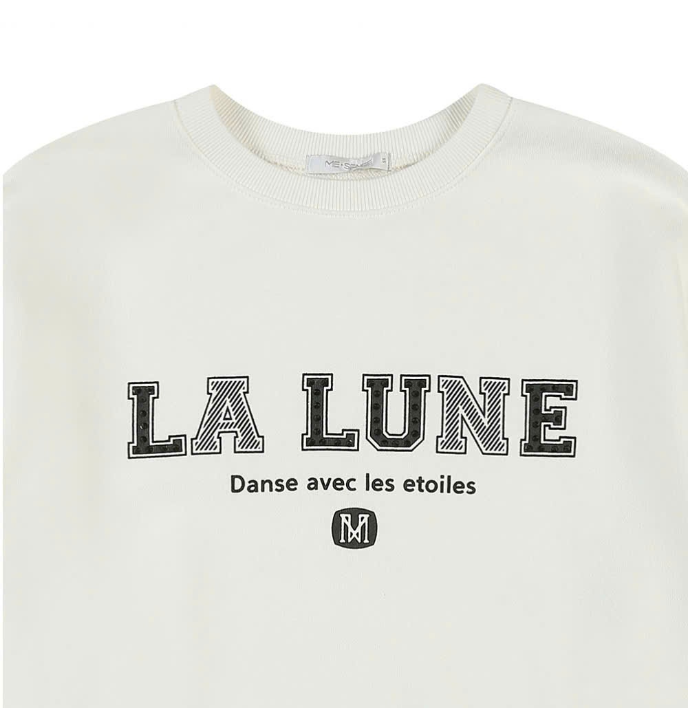 Áo nỉ da cá, dáng oversize, chữ LA LUNE