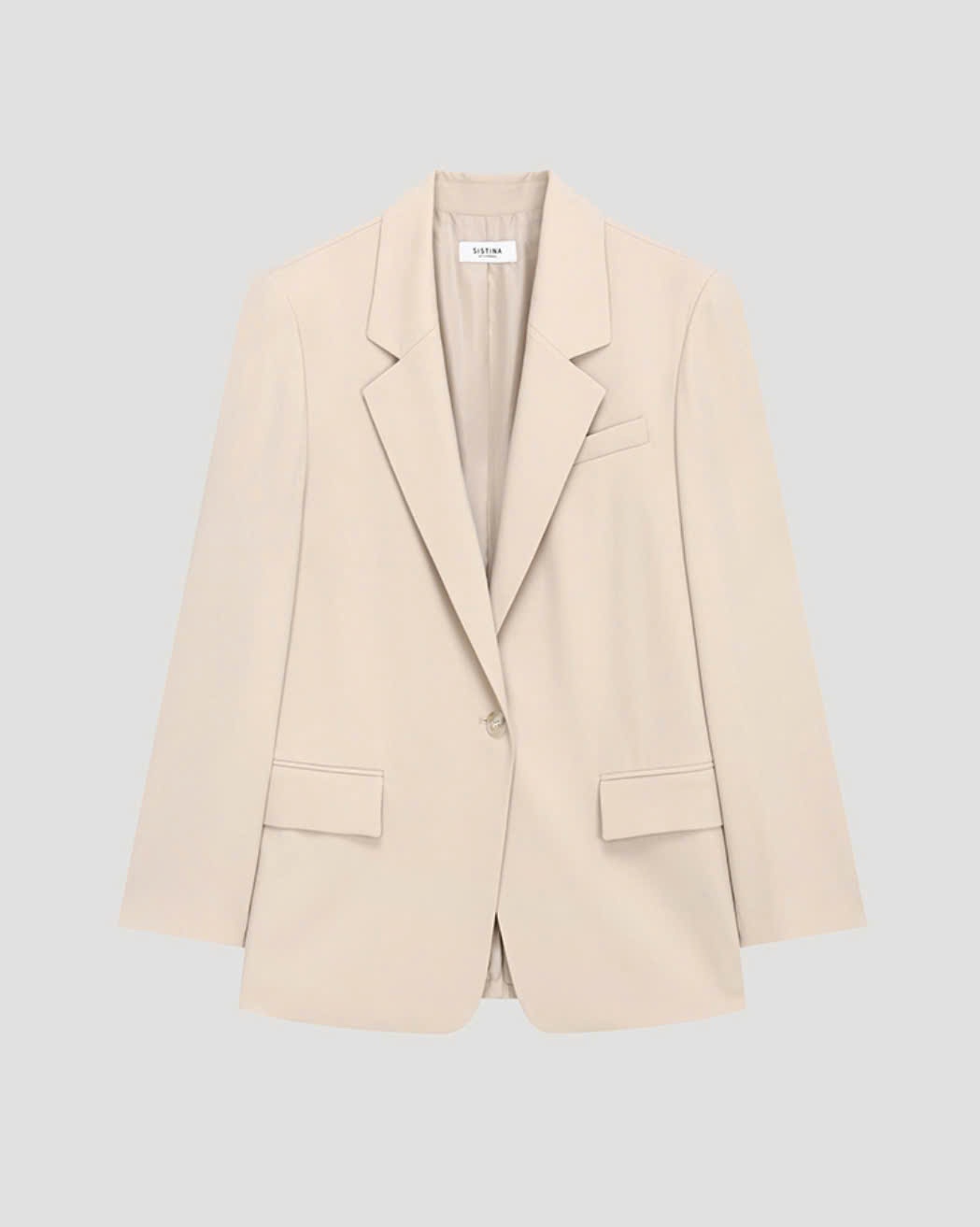 Blazer oversize 1 cúc, hạ vai, thân sau may chắp vạt