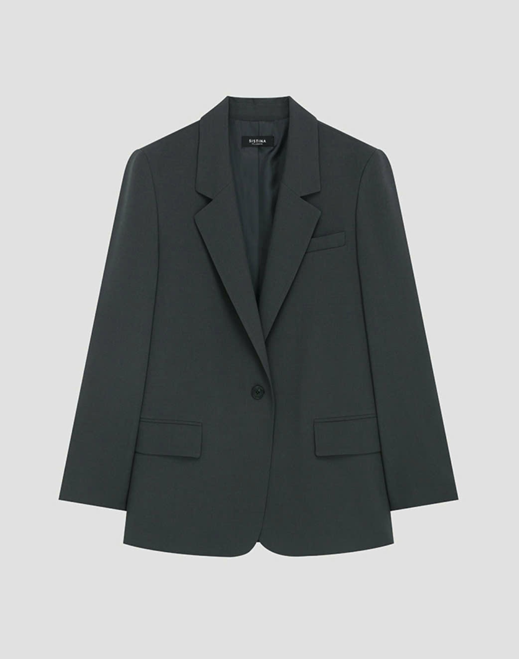Blazer oversize 1 cúc, hạ vai, thân sau may chắp vạt
