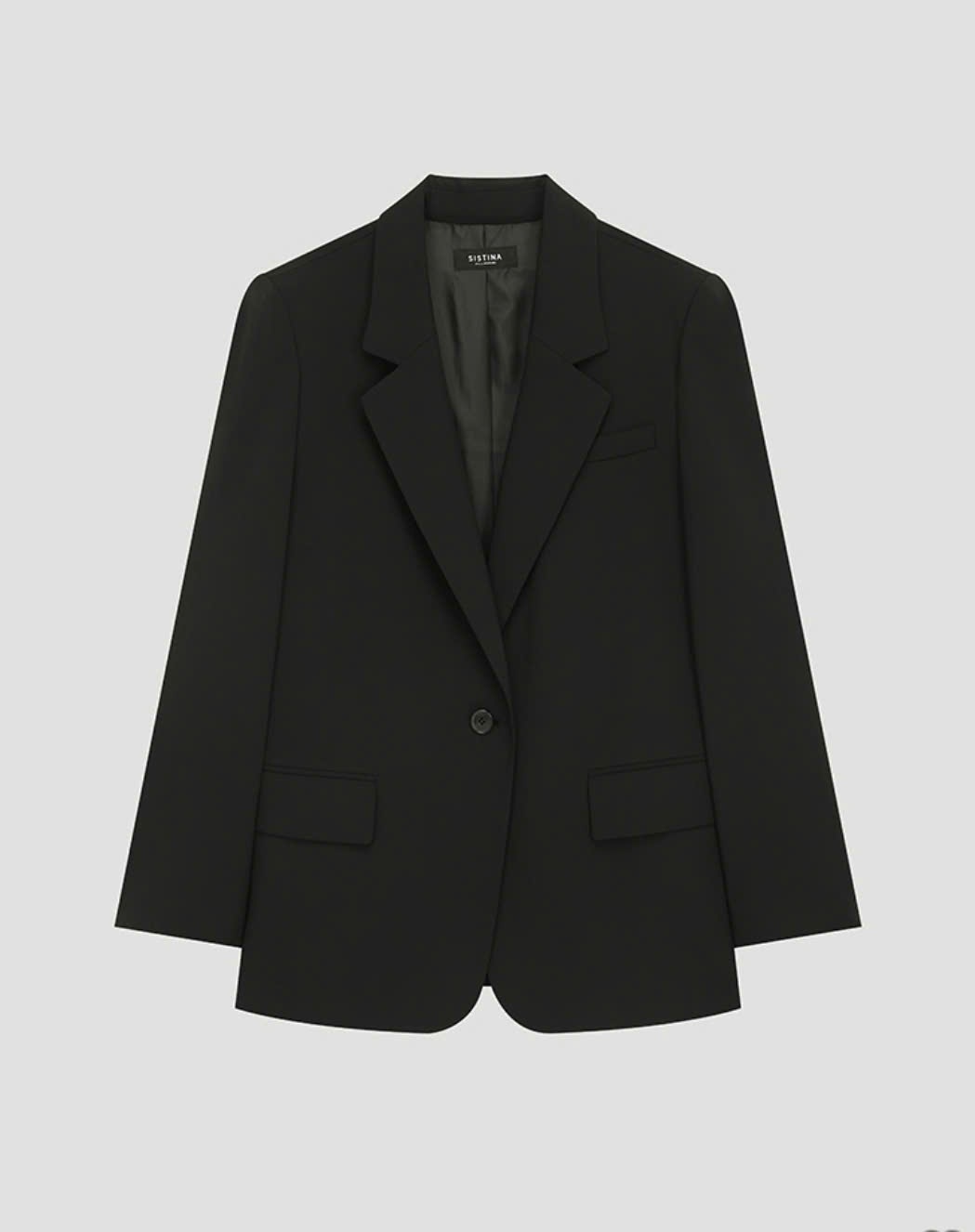 Blazer oversize 1 cúc, hạ vai, thân sau may chắp vạt