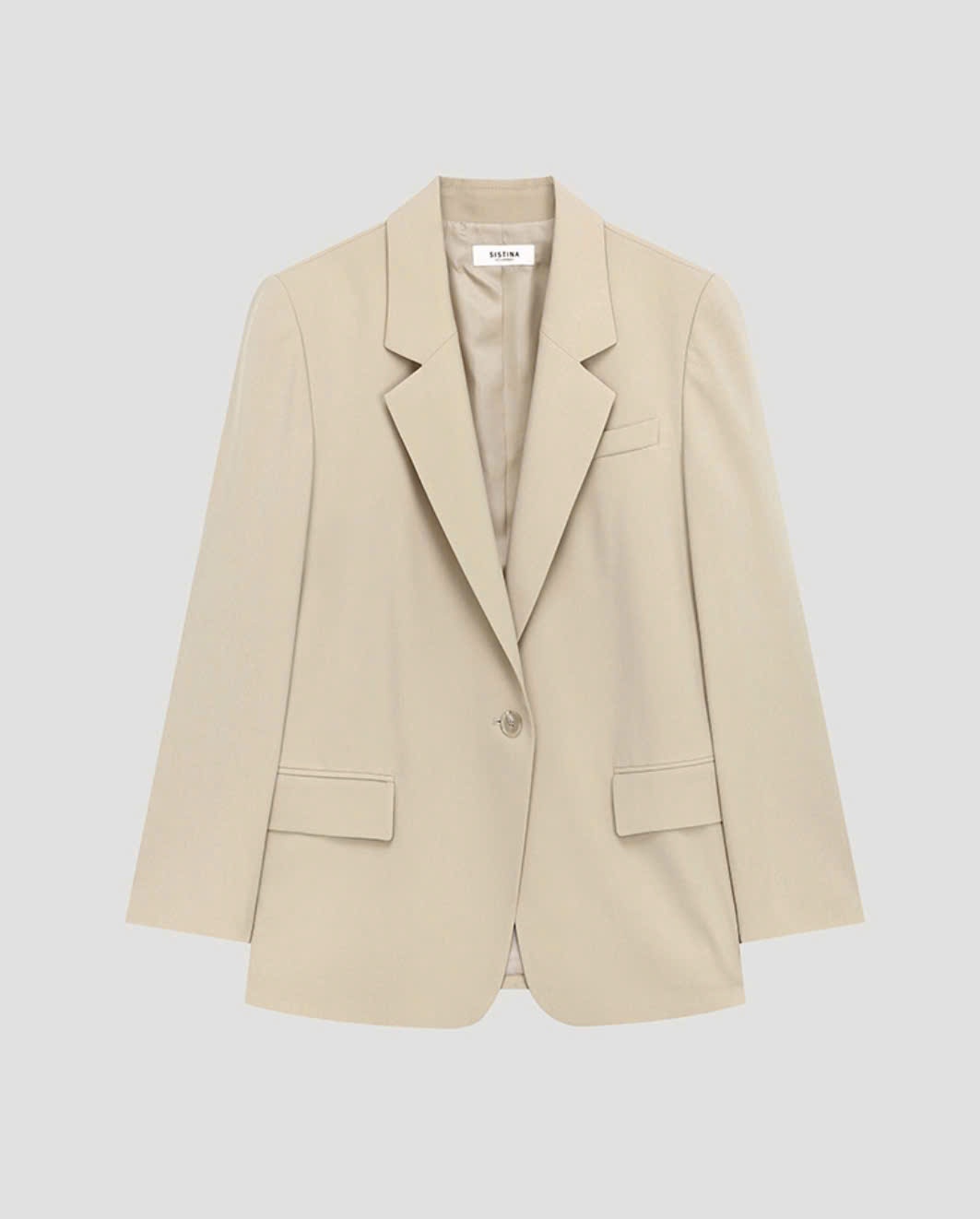 Blazer oversize 1 cúc, hạ vai, thân sau may chắp vạt