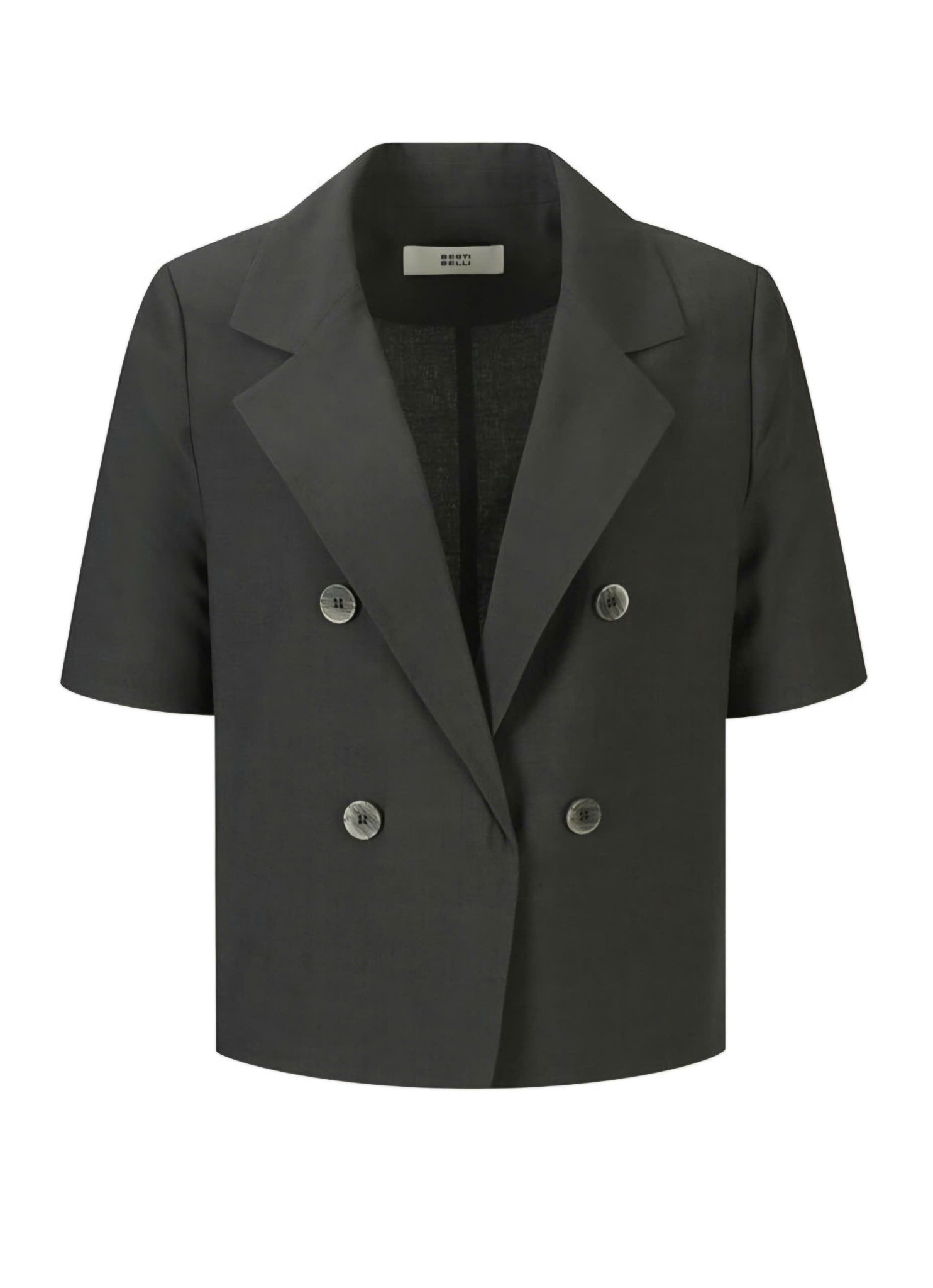 Áo blazer linen ngắn tay, cài móc, 4 cúc trước