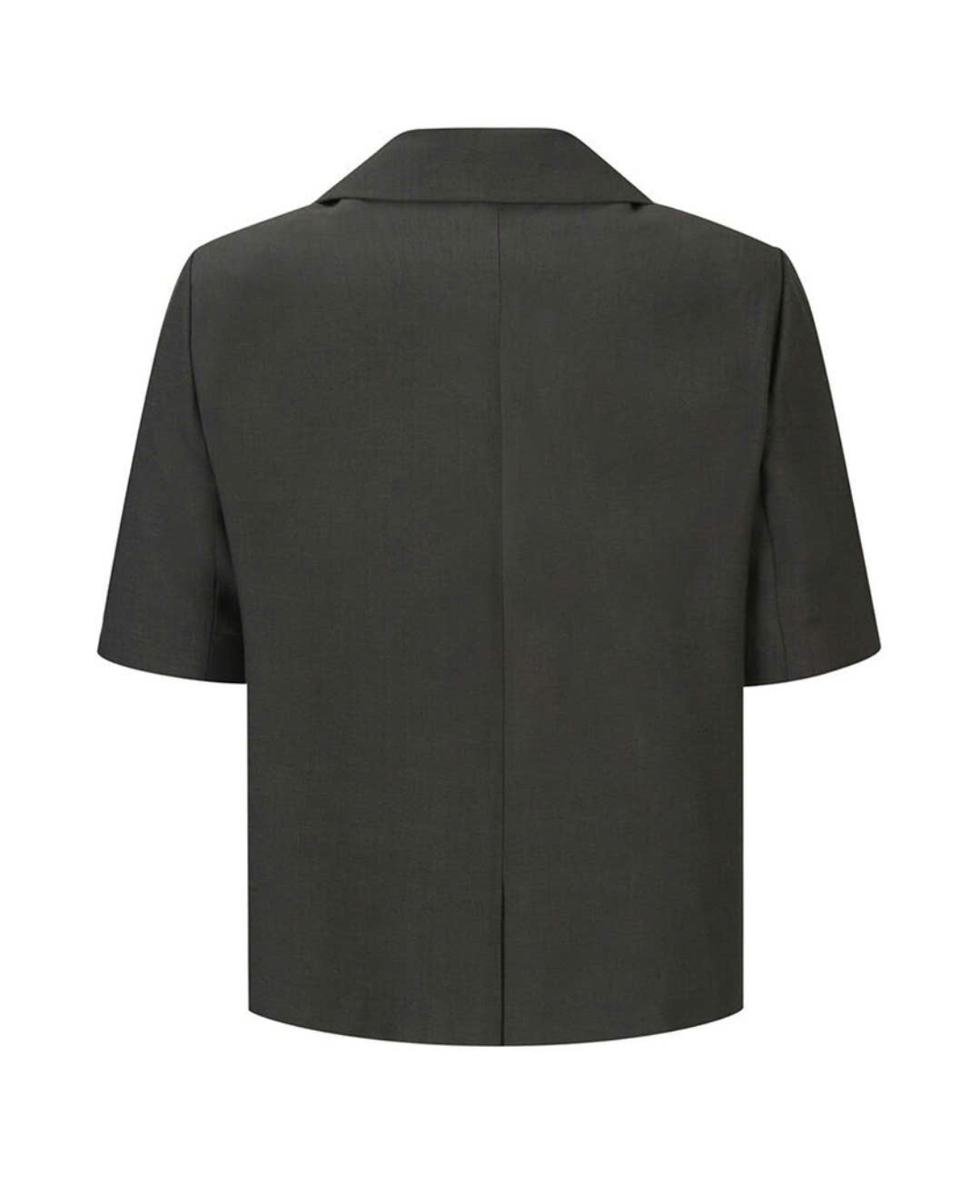 Áo blazer linen ngắn tay, cài móc, 4 cúc trước