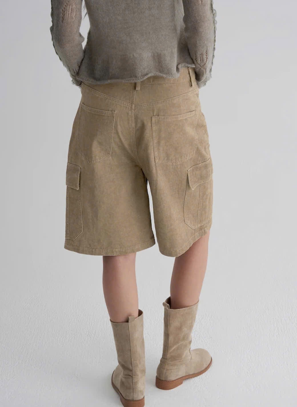 Quần short jean bemuda, túi hộp hông