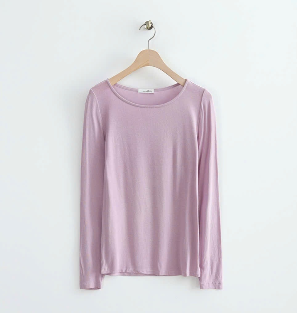 Áo thun rayon co giãn, cổ tròn, dài tay