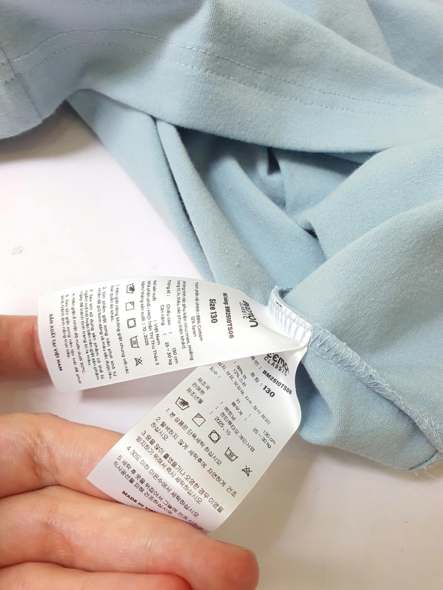 Áo thun cổ 3 phân cotton dày dặn, thêu gấu