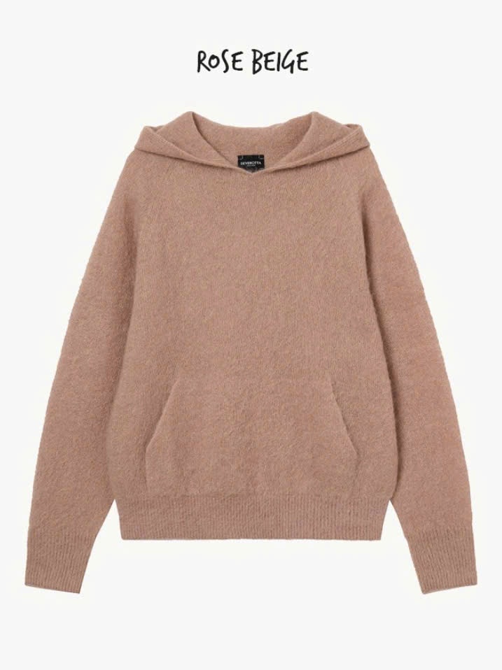 Áo len hoodie lấp lánh, túi vuông trước