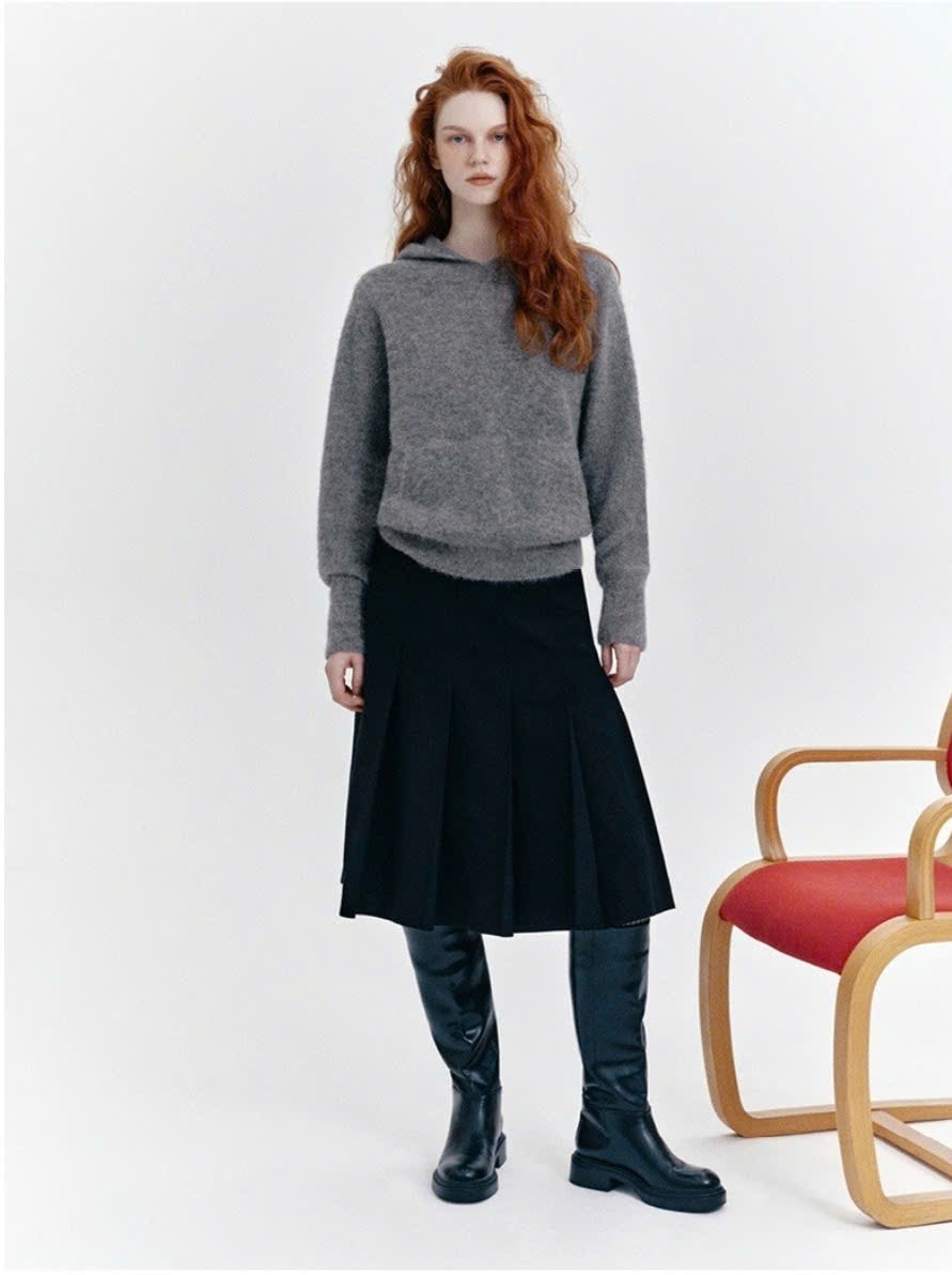 Áo len hoodie lấp lánh, túi vuông trước