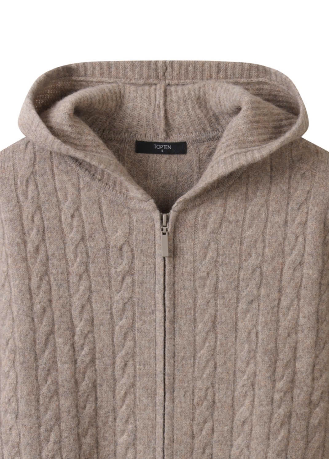 Áo len khoác hoodie Zip, vặn thừng