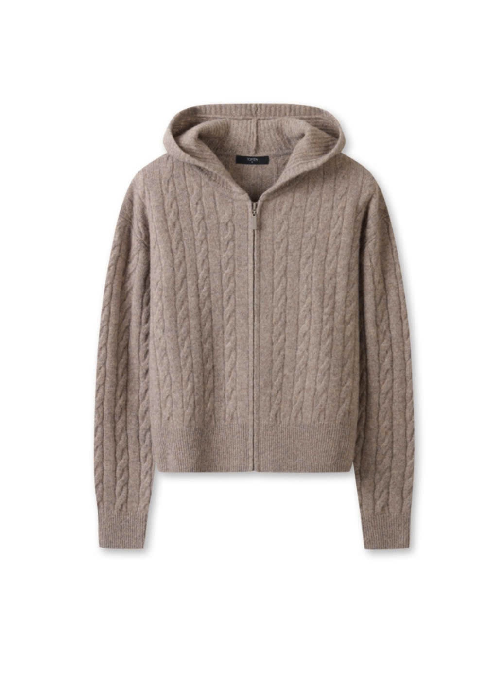 Áo len khoác hoodie Zip, vặn thừng