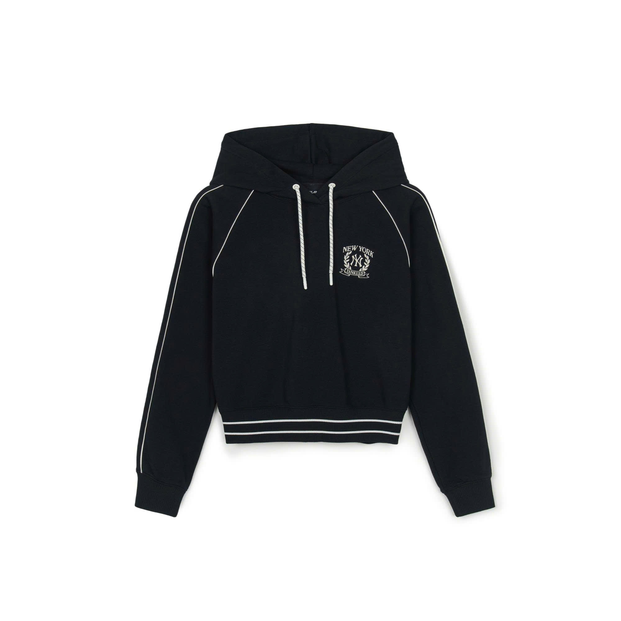Áo nỉ hoodie dáng crop, phối viền màu, logo nhỏ trước ngực