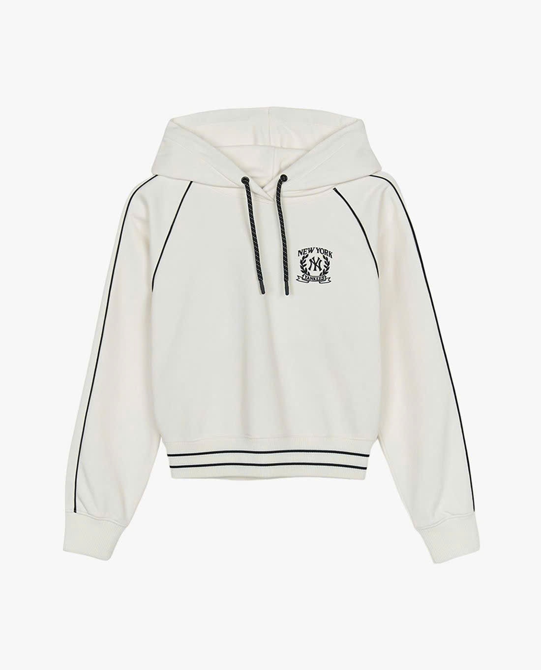 Áo nỉ hoodie dáng crop, phối viền màu, logo nhỏ trước ngực