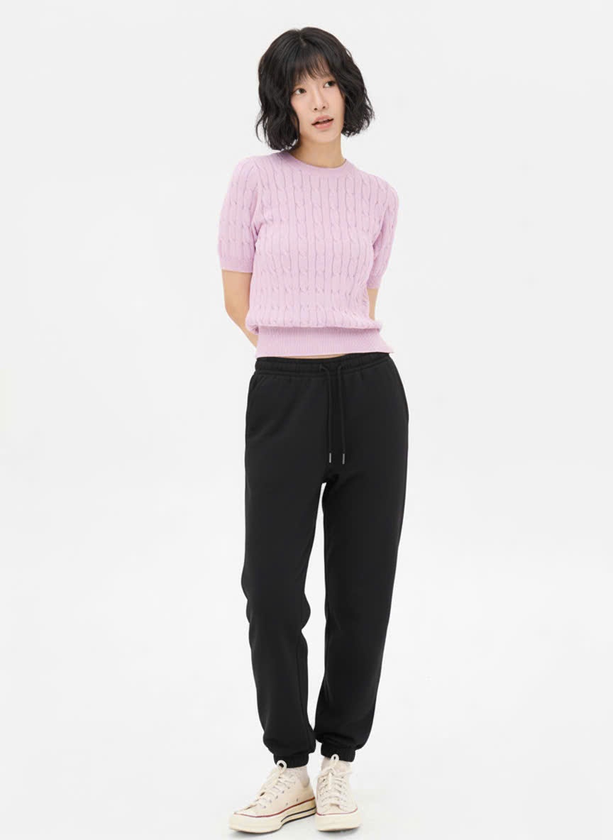 Quần jogger nỉ da cá, cạp chun, dây rút quần