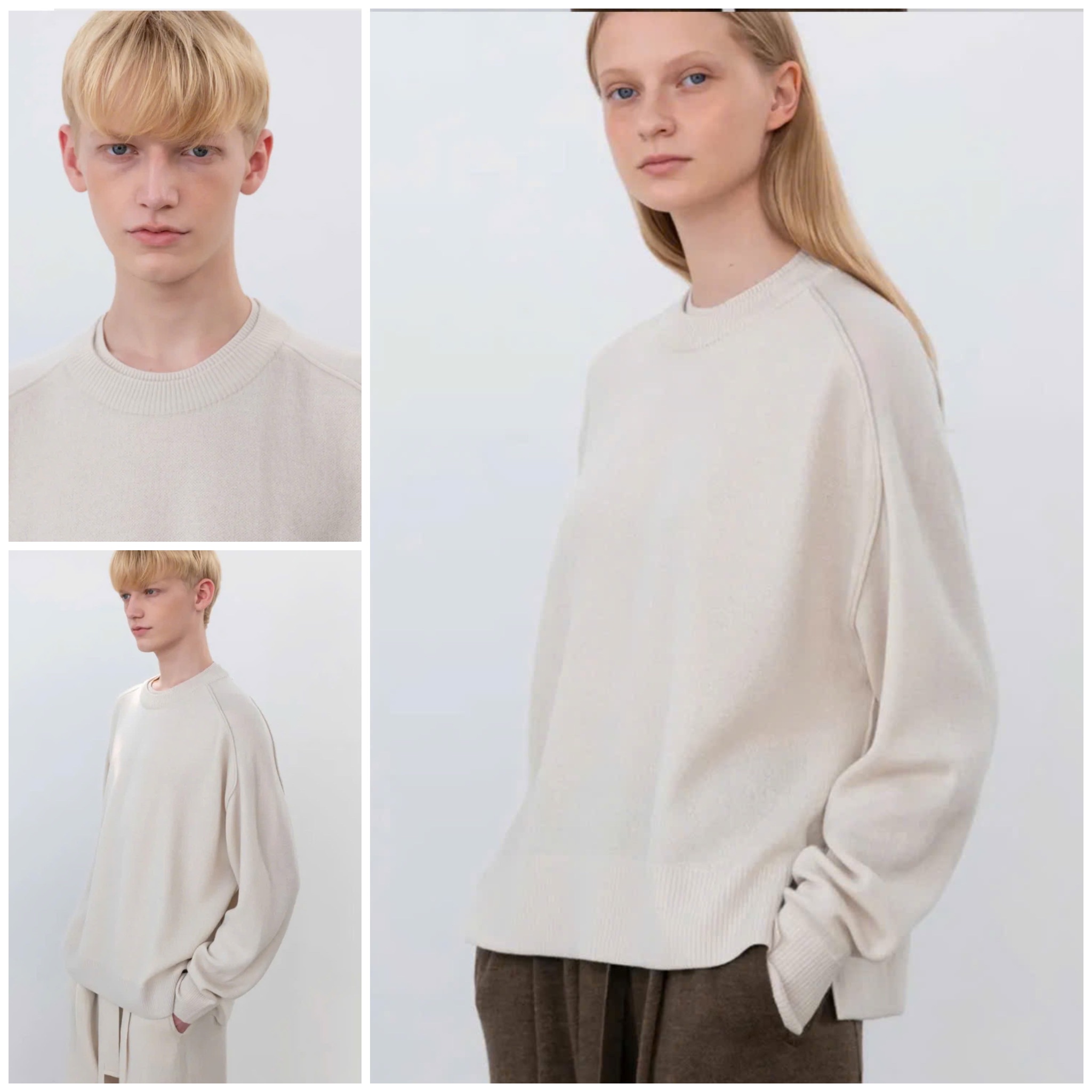 Áo len cổ đúp unisex be