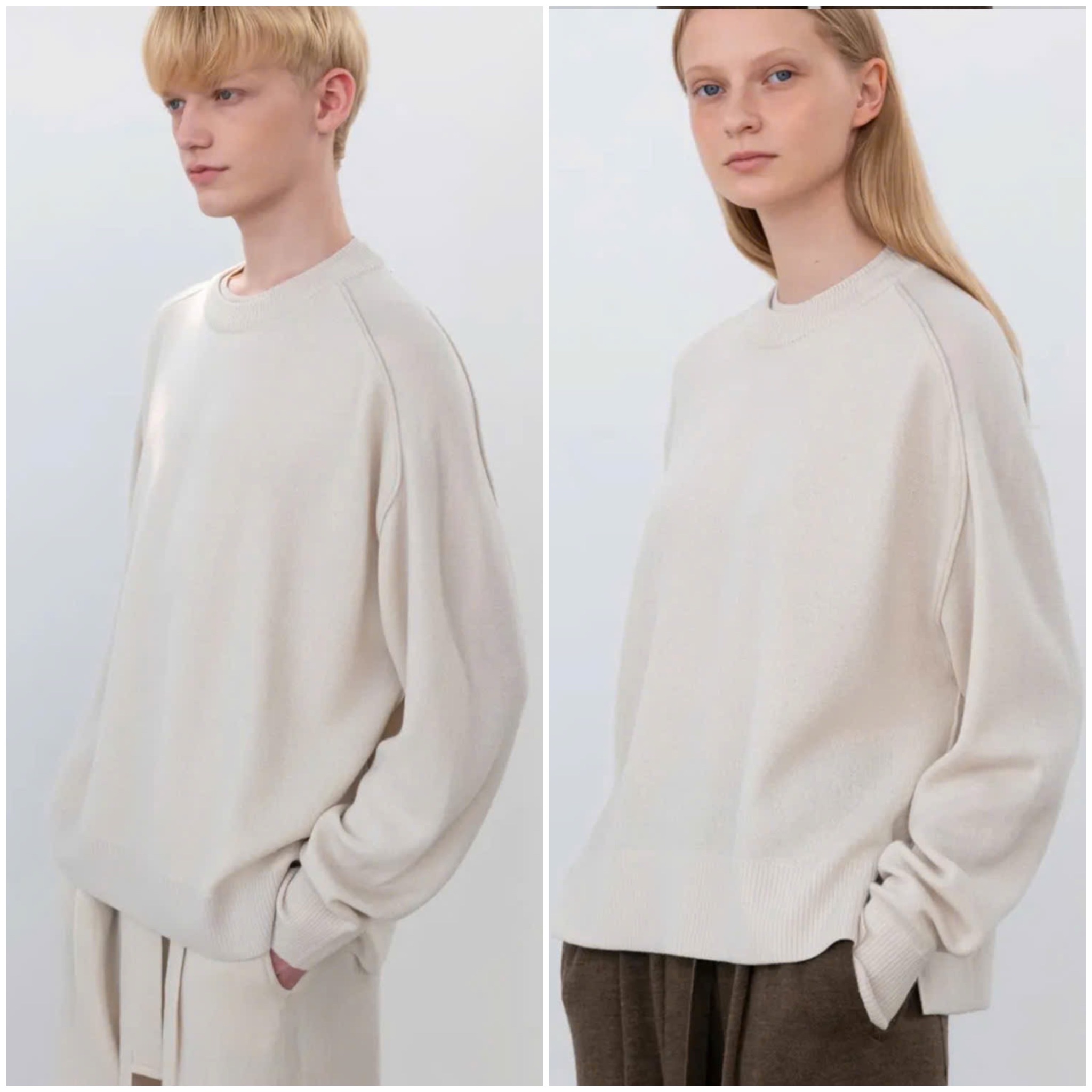 Áo len cổ đúp unisex be