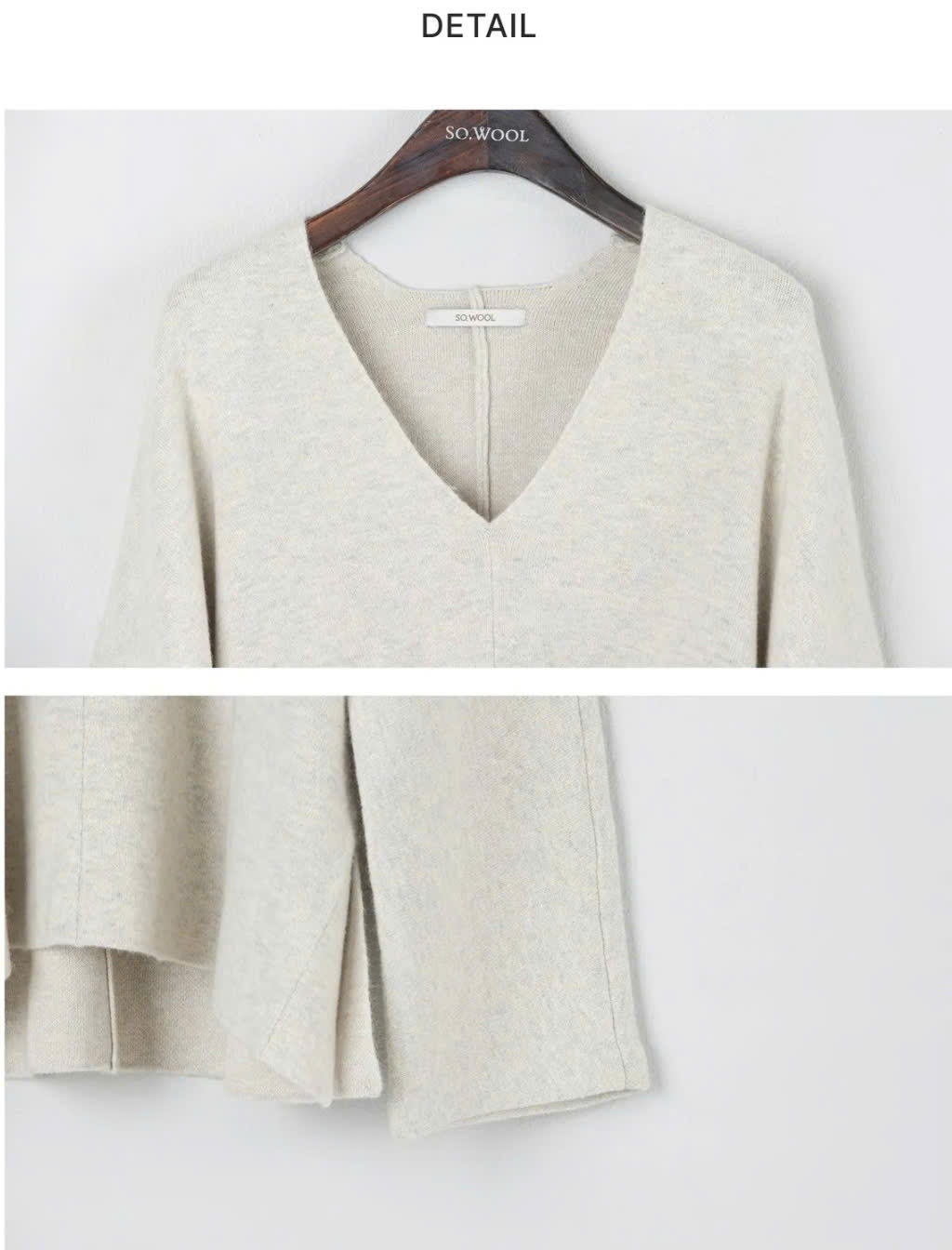 Áo len oversize cổ tim, xẻ hông, tay loe nhẹ