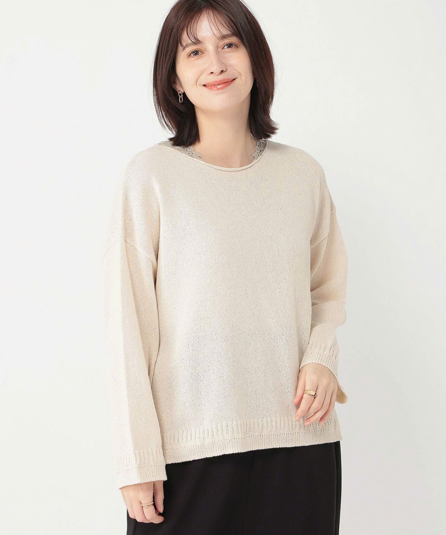 Áo len sợi đan, cổ thuyền, dáng oversize. xẻ hông, vạt lệch trước sau