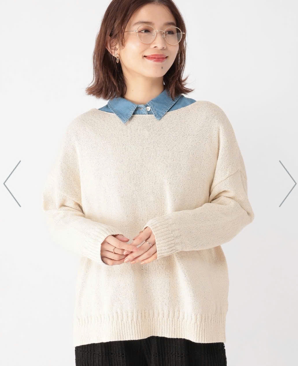 Áo len sợi đan, cổ thuyền, dáng oversize. xẻ hông, vạt lệch trước sau