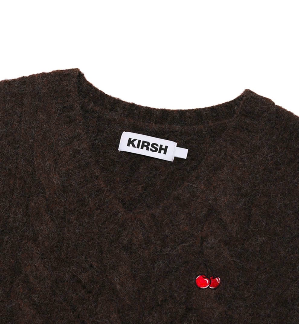 Áo gile len croptop dày dăn,. vặn thừng , logo cherry