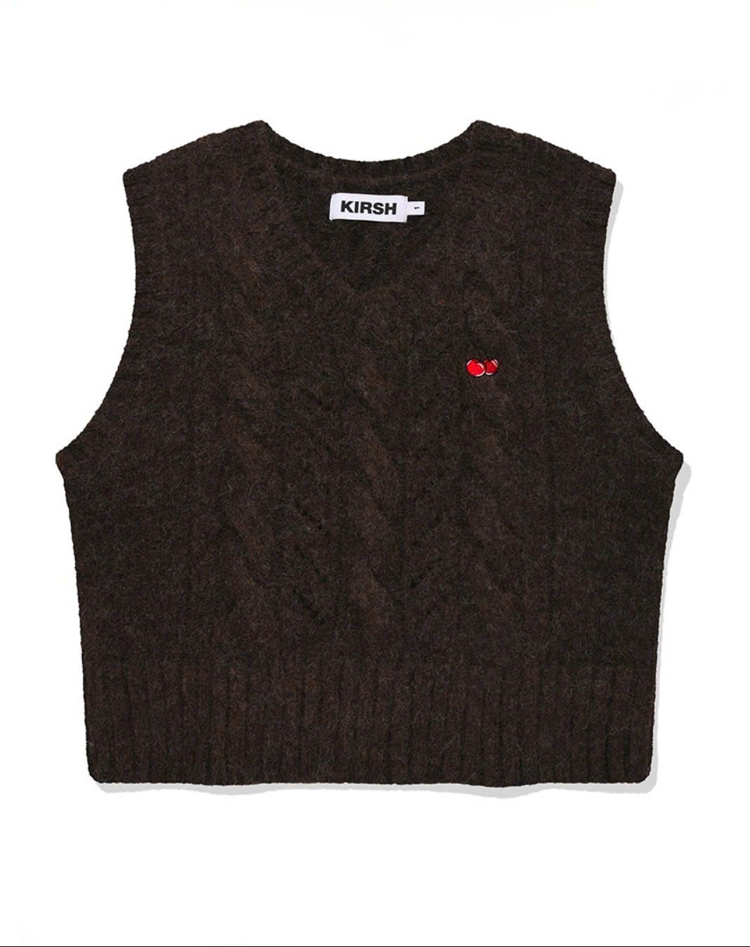 Áo gile len croptop dày dăn,. vặn thừng , logo cherry