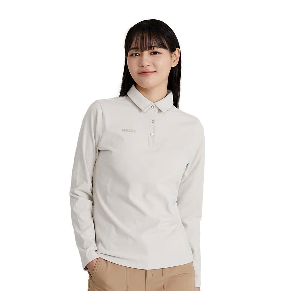 Áo polo nỉ bông , dài tay, 3 cúc cổ , chữ nhỏ trước ngực